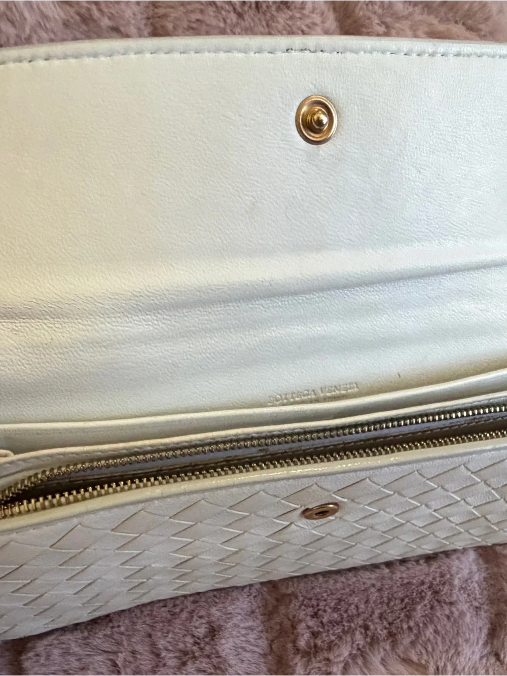 Bottega Veneta Cream Intrecciato Leather Fold-Over Wallet